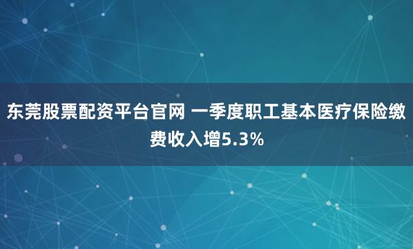 东莞股票配资平台官网 一季度职工基本医疗保险缴费收入增5.3%